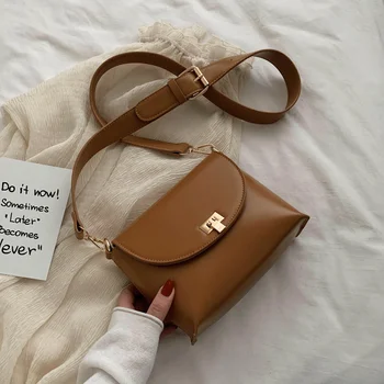 

Small Ladies' Shoulder Messenger Bag Simple Style PU Leather Crossbody Bags for Women New Solid Color Female Handbags and Purses