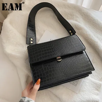 

[EAM] Stone Pattern PU Leather Crossbody Bags For Women 2020 Shoulder Bag With Metal Handle Lady Lux Travel Handbags Totes 8A434