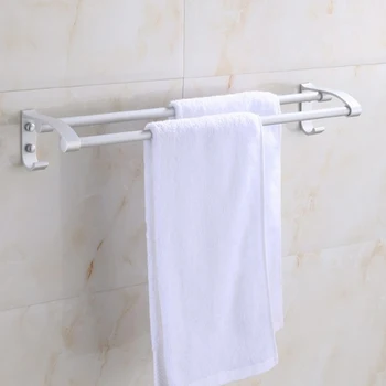 

1PC Modern Dual Rod Design Bathroom Storage Rail Rack 58CM Length Aluminum Alloy Home Toilet Towel Shelf Wall Mounted Organizer