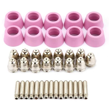 

AG-60 SG-55 Plasma Cutter Kit, 40Pc Electrode Nozzles Cups Kit Plasma Cutter Cutting Torch Consumables Work with CUT60, LGK60, P