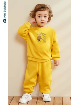 

Minibalabala Baby clothes suit girls baby plus velvet long sleeve two-piece 2019 winter new warm clothing set