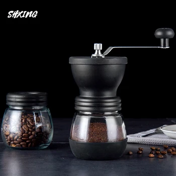 

SHXING Manual Coffee Grinder with Storage Jar Soft Brush Conica Mini Coffee Milling Machine for Single Coffee