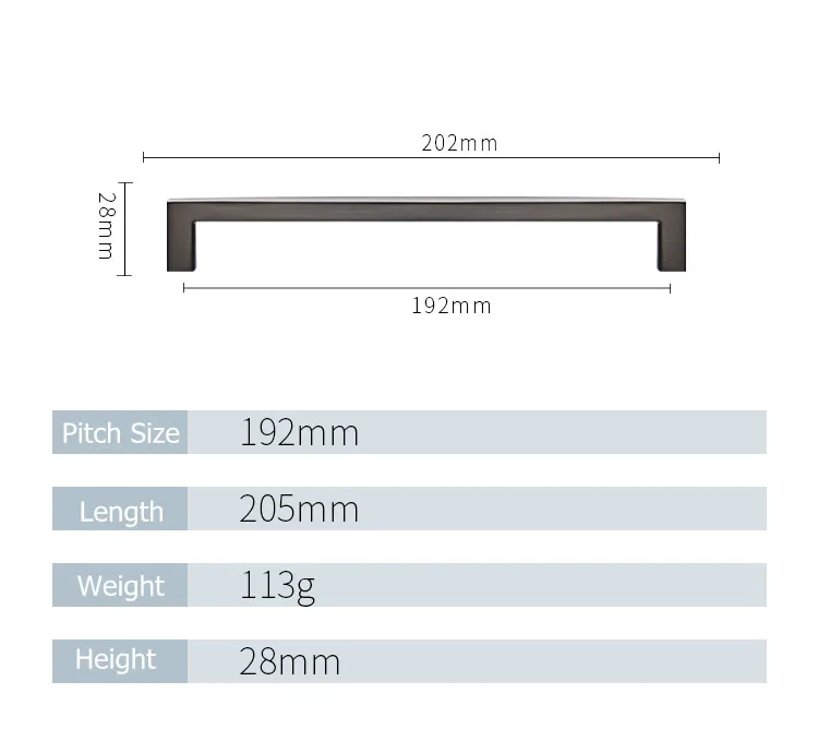 Современные Высокое качество золото, цинк мебели сплава дверная ручка, шкафчик ручки и ручки выдвижных ящиков Кухня кабинет ручки - Цвет: Dark grey-192mm