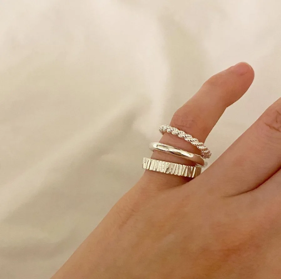 

Amaiyllis 925 Sterling Silver Minimalist Finger Ring For Women Statement Adjustable Thin Ring Jewelry
