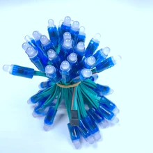 Зеленый провод 1000 шт. 12 мм WS2811 IC полноцветный светодиодный пиксельный Модуль светильник DC5V вход IP68 водонепроницаемый RGB цветной цифровой светодиодный пиксельный светильник