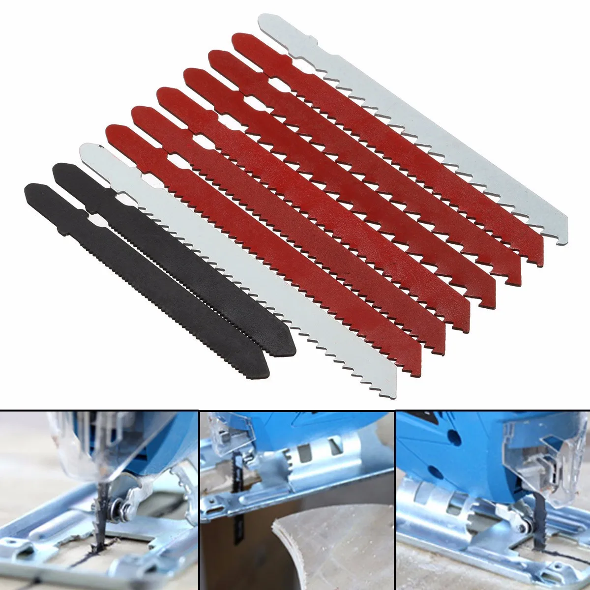 

10Pcs Jig Set For Jig Saw T-Shank Assorted Metal Plastic Wood Home DIY Hand Tool
