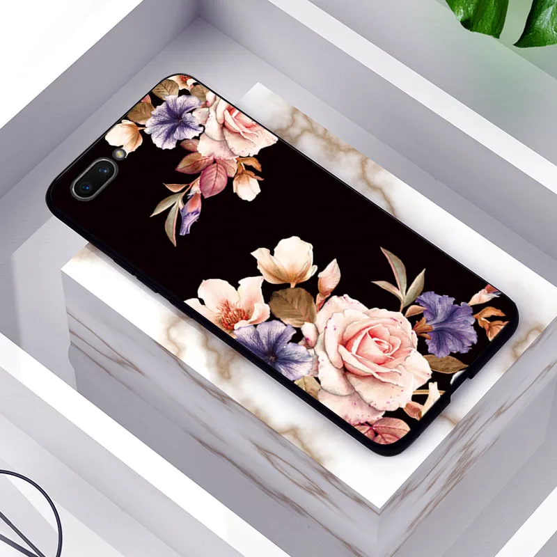 TPUBLK614 Чехол-бабочка для OPPO A5 A3S A7 AX7 чехлы с красивым цветком черные чехлы из ТПУ для OPPO K1 RX17 Neo чехол для телефона R17 Neo Coque - Цвет: TPUBLK614