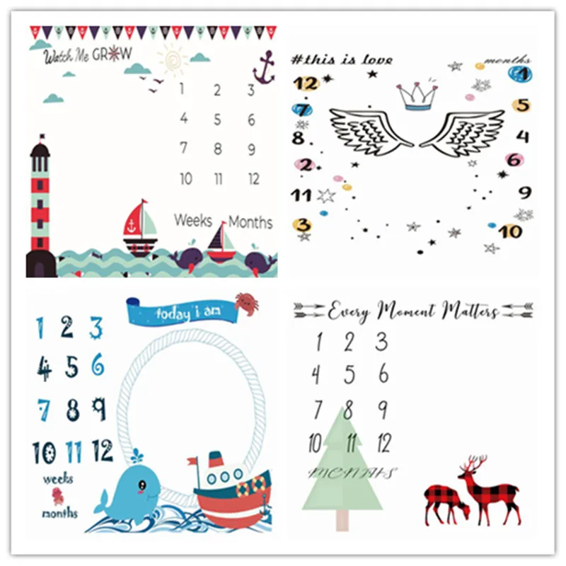 Mat Photography-Prop Milestone-Blanket Monthly Baby-Girls-Boys Newborn Swaddle Shower-Gifts