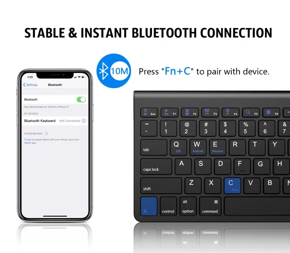 Bluetooth клавиатура MoKo беспроводная ультратонкая компьютерная со съемным