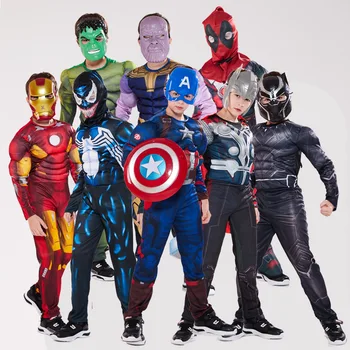 

the Avengers Kids spiderman Captain America iron man panther Thor Cosplay Costume jumpsuits Halloween Costumes for Kids