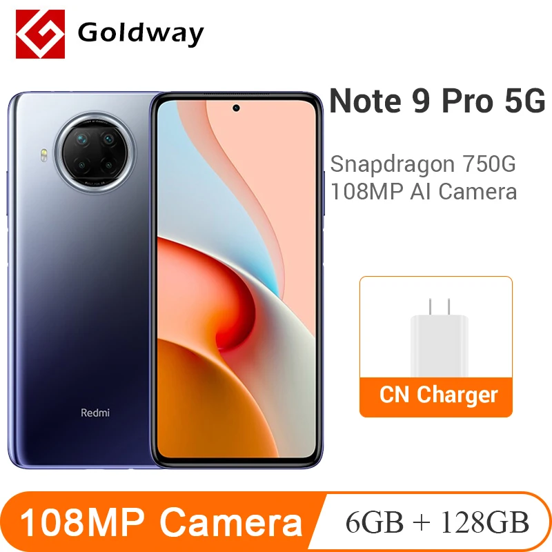 Xiaomi – smartphone, Redmi Note 9 Pro, RAM 6 go, ROM 128 go, 108mp, 5G, téléphone intelligent, terminal Mobile, processeur Snapdragon 750G, Octa Core, WIFI, Original