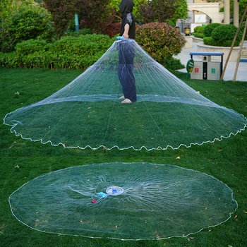 

Shrimp Crab Fish Trap Cage Cast Network Outdoor Throw Fishing Net w/ Flying Disc Compression Resistance Outdoor Fishing