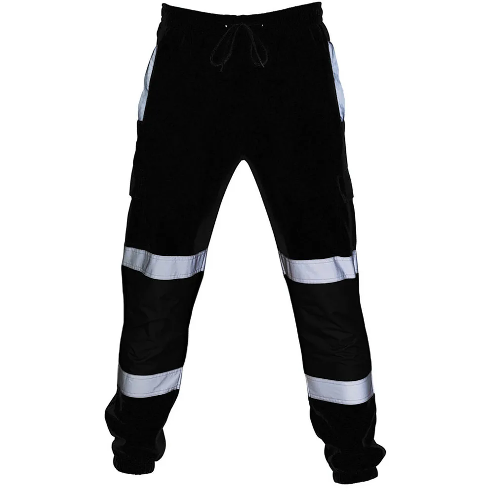 Men's Sweatpants High Visibility Running Reflective Work Pants Lightweight Breathable Casual Loose Carg Motorcycling Trousers