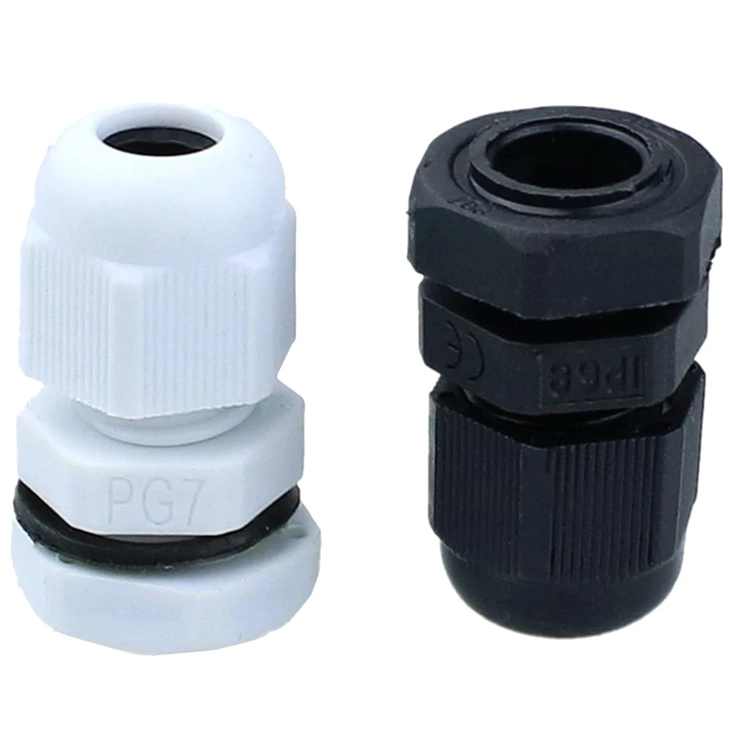

200Pcs Waterproof Pg7 Cable Gland Connector Plastic Adjustable M12 Thread Cable Gland with Locknut for 3.5-6Mm Wire Black Grey