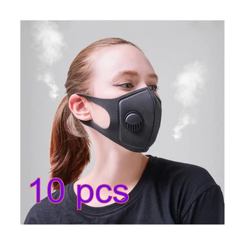 

10pcs Black Anti Dust Mask PM2.5 Breathing Filter Valve Face Mouth Masks Reusable Mouth Cover Anti Fog Haze Respirator Men Women