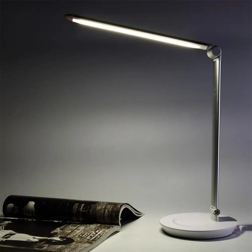 

Modern Business Led Office Desk Lamp Touch Dimmable Foldable With Calendar Temperature Alarm Clock table Reading Light new