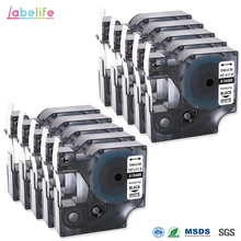 Labelife 10 Упаковка 18488 Rhino 12 мм гибкие нейлоновые бирки S0718100 черный на белом для DYMO LabelWriter и производителей промышленных этикеток
