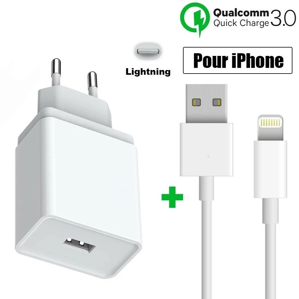 K-Quick Зарядное устройство стоп контакта + Usb кабель для Iphone Se 6 / 7 8/X/Xr/xs Max/11 12 |
