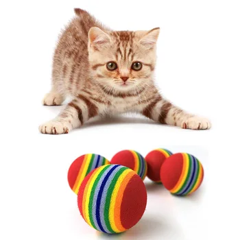 

10Pcs Super Cute Rainbow Toy Ball Small Dog Cat Pet Eva Toys Practice Balls