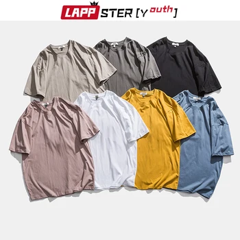 

LAPPSTER-Youth Solid Korean Graphic Tees 2020 Summer 7 Colors Streetwear Fashions T Shirts Thick High Quality Cotton T-shirts