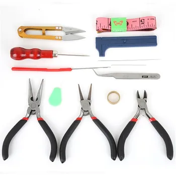 

13/16pcs/Set Stainless Steel Jewelry Beading Needles Findings Crimping Ruller Scissors Tweezer Crimper Pliers Tool Free Shipping