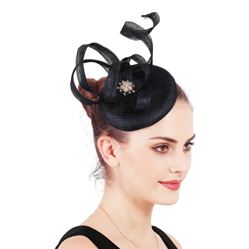 Винтажные элегантные шапки millinery шляпка для церкви вуалетки женские имитирующие жемчужные украшения Головные уборы Свадебные замужние шапки SYF700