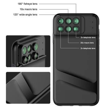 

6 in 1 Phone Lens Cover Case Wide Angle Phone Camera Lens Fisheye Telephoto Macro Camera Lens for iPhone XS XS Max XR