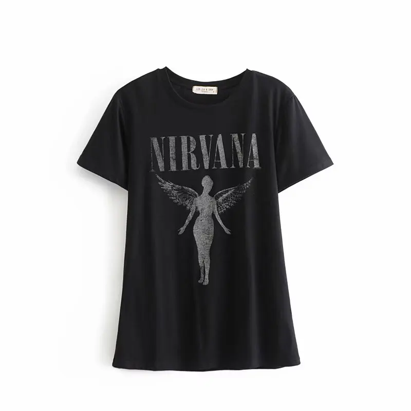Boho chic модная винтажная шикарная женская футболка с принтом скелета и коротким рукавом, женские топы, хлопковая футболка, camiseta feminina - Цвет: black