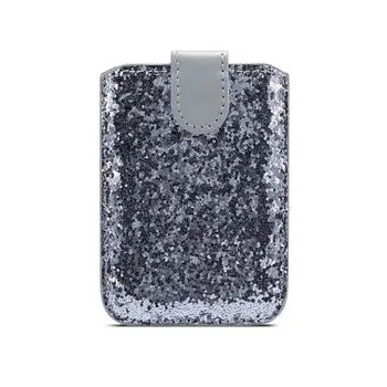 

RFID Blocking 5 Pull Credit Card Holder Universal Sequins Cell Phone Wallet Case Stick Adhesive