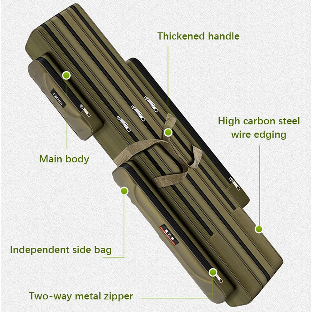 Army Green 1.3m Fishing Gear Package Foldable Canvas Fishing Rod Bag Long Soft Storage Shoulder Bag For Fishing Tool  X273G