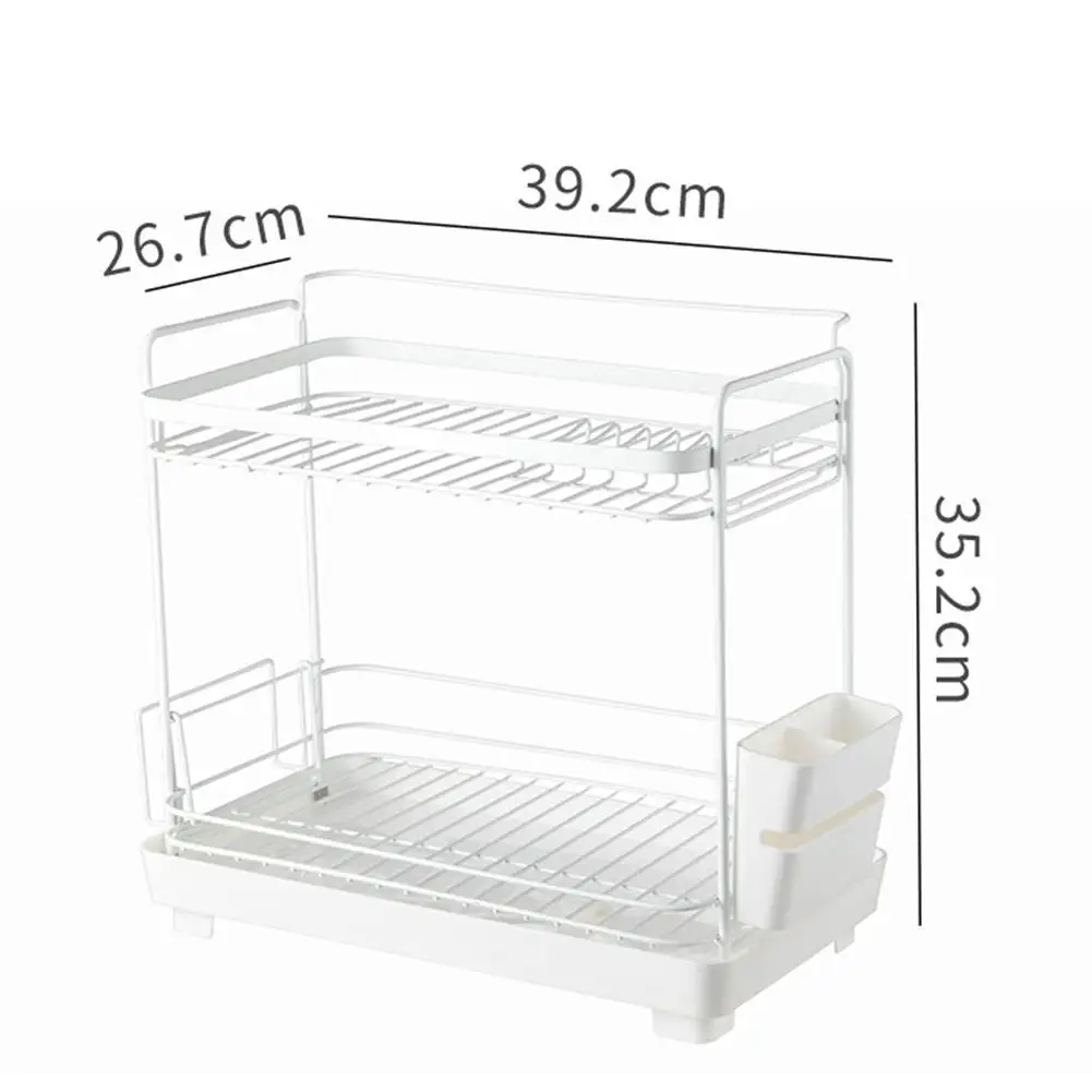 New Multi-function Water Drain Rack Kitchen Dishware Dish Rack Storage Box Drying Rack With Anti-rust Frame Cutlery Holder