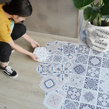 

pvc non-slip floor sticker floor sticker bathroom tile wall self-adhesive wallpaper floor decoration hexagonal