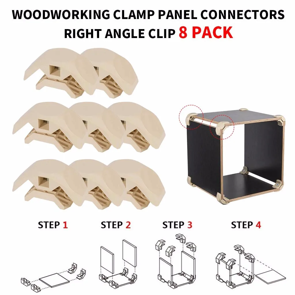 

8pcs Wood Clamp Panel Connectors Right Angle Clip Set for Creative DIY Furniture Closet Table Storage Shelf