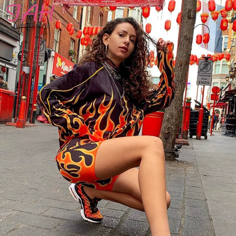 Женские толстовки IAMHOTTY с принтом пламени и огня готические панковские