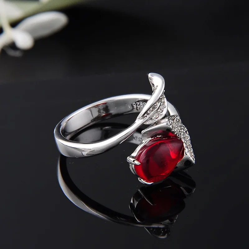 Bague Ringen, 925 пробы, серебряное кольцо, роскошный дизайн, для женщин, с 8,5*5,8 мм, создан рубиновый драгоценный камень, для девушек, вечерние, подарок