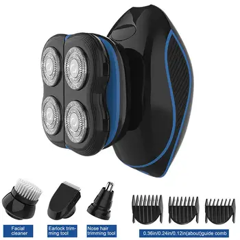 

5 In 1 Hair Trimmer Clipper Bald Head Electric Shaver With Guide Combs Rechargeable Floating Head Electric Razor For Men