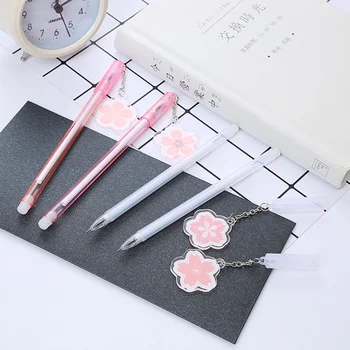 

10Pcs Gel Pen Cute Sakura Pendant Gel Ink Pen Roller Marker Pen (Random Style)