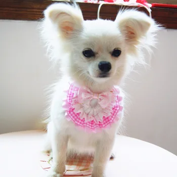 

1PC Summer Thin Dog Cat Cute Collar Necklace, Kitten Puppy Girl Costume Decor Plaids Triangular Bandanas With Bowknot