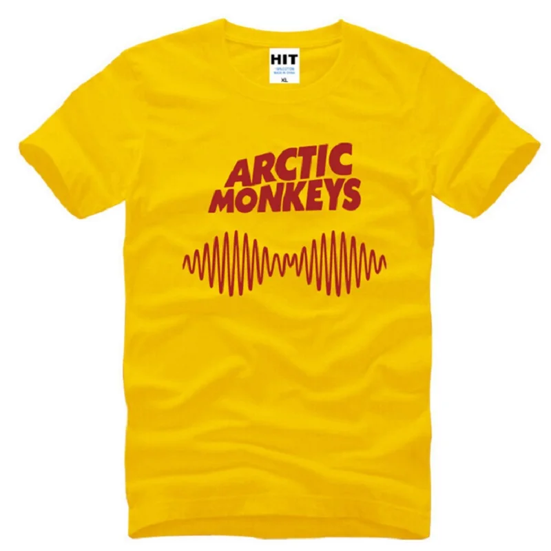 Летний стиль Харадзюку Arctic Monkeys T рубашки мужские хлопковые свободные короткий рукав Для мужчин's футболка в стиле рок Мода Мужской Хип Хоп футболки - Цвет: yellow t shirt 2