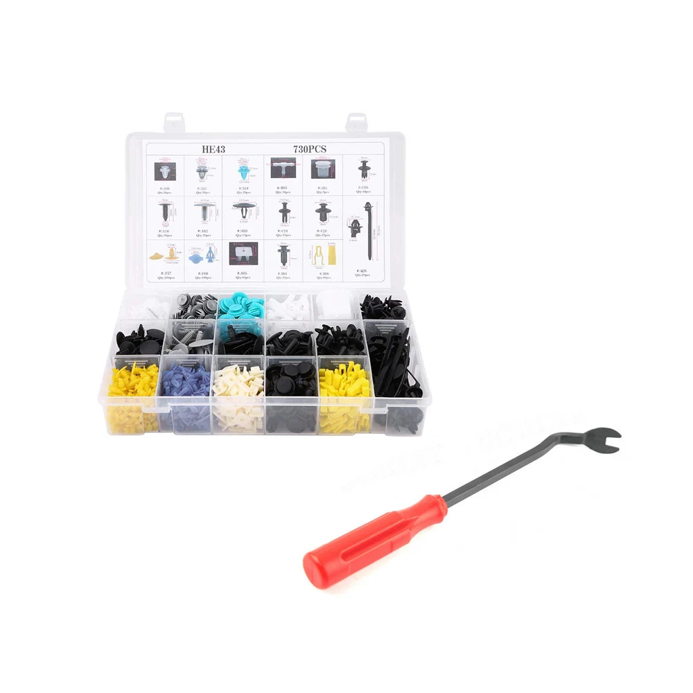 730Pcs Assorted Car Body Plastics Push Retainer Pin Rivet Fasteners Trim Moulding Clip Auto Furniture Assembly Expansion Screws