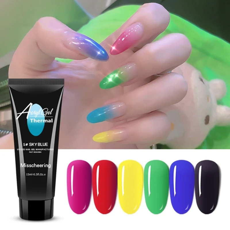 1Pcs 15ML Nail Painless Temperature Change Extension Glue Paper Tray Fast Extension Glue Crystal Model Phototherapy Glue