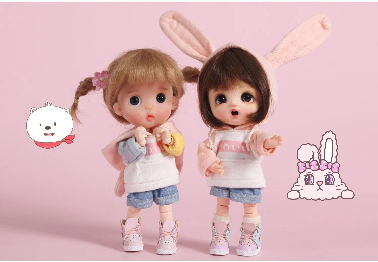 Для OB11 Obitsu 11 кукла 1/12 BJD кукла милая Babydoll Толстовка с длинным рукавом шляпа шарнир Кукла аксессуары Топы куклы