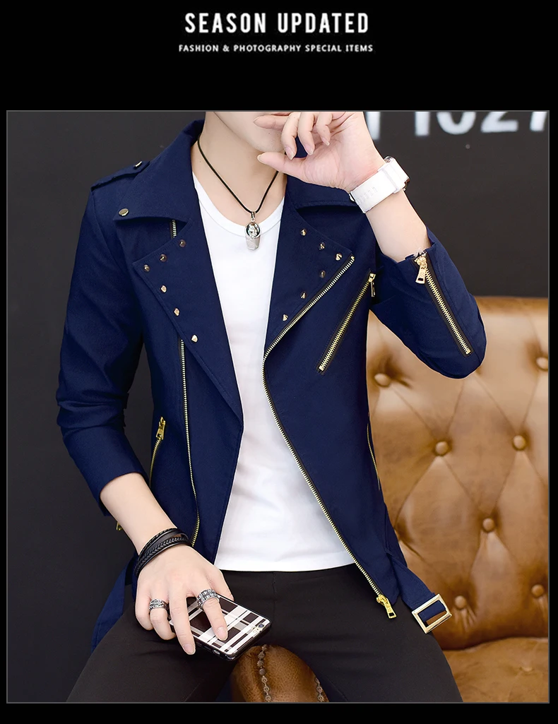 2023 Primavera Novo Estilo Rivet Jacket adolescentes