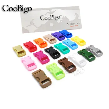 100pcs Mixed Colorful 3/8" Plastic Release Paracord Bracelet Buckles Curved Dog Cat Collar Webbing Outdoor Kits #FLC003-C(Mix-s)