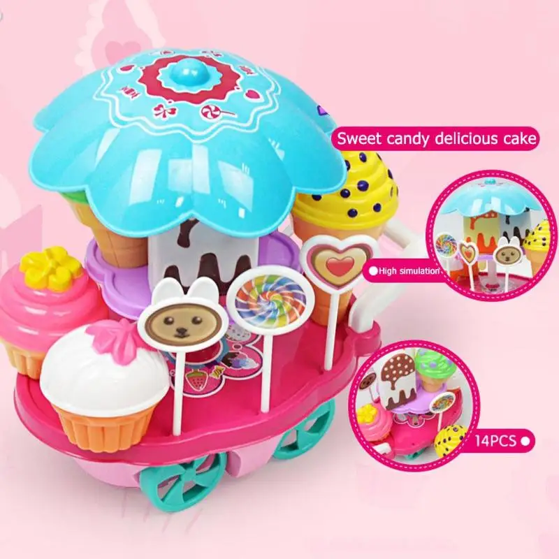 DIY Pretend Play Dessert Car Cake Shop Kitchen Ice Food Role Play Miniature Toy Girl Educational Toy Gift for kids