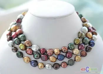 

10-12mm baroque multicolor Freshwater cultured pearl necklace 50"