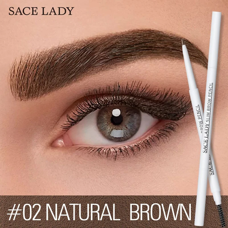 SACE LADY, 4 цвета, двухсторонний карандаш для бровей, водонепроницаемый, длительный, не цветущий, вращающийся треугольник, ручка для татуажа