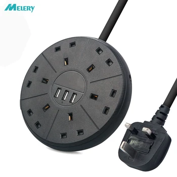 

Power Strip Surge Protector 6 Outlets UK Socket with USB Quick Charger Circuit Breaker Switch non-Slip Mat 2m Extension Cord