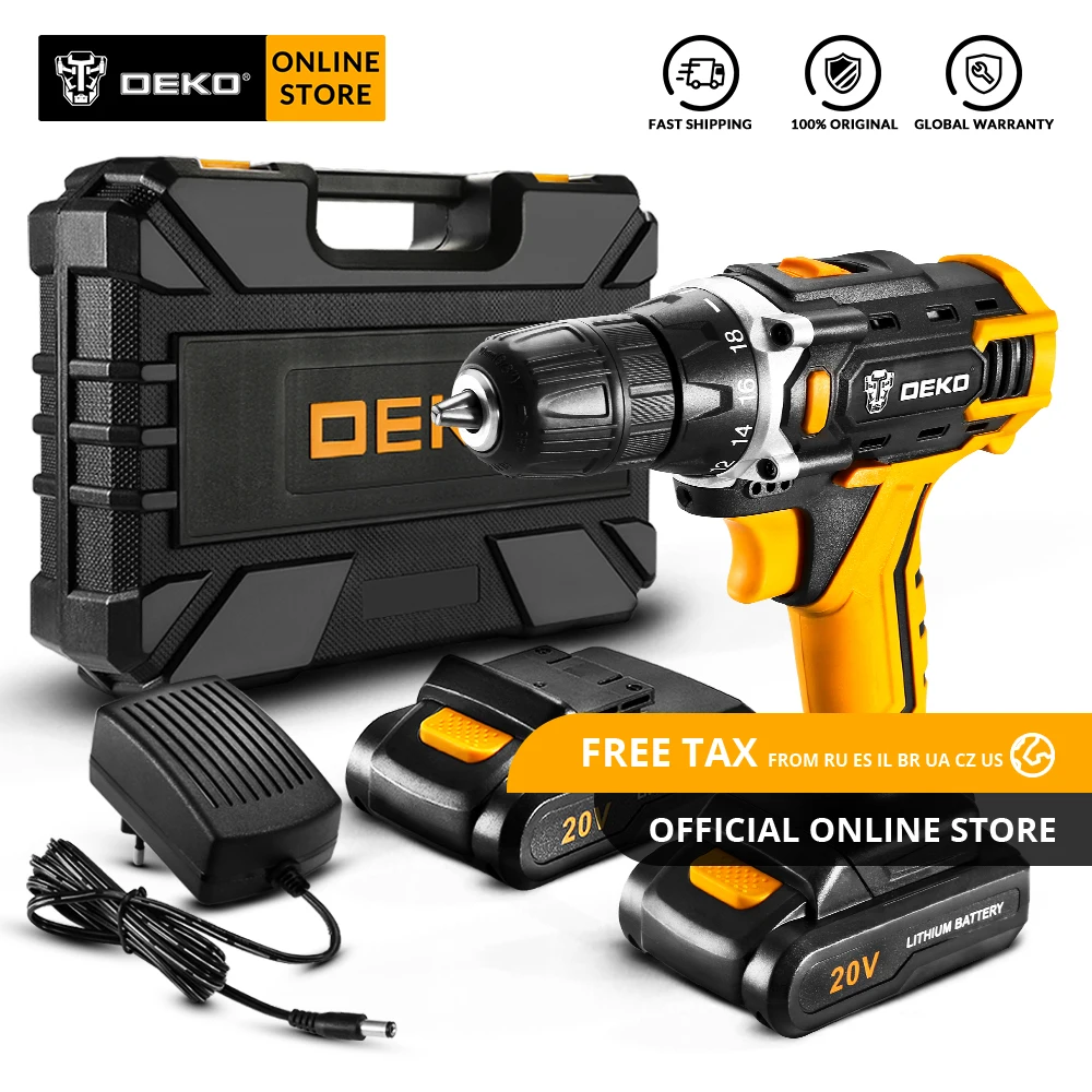 Furadeira sem Fio com Luz Chave de Fenda Elétrica com Bateria de Lítio Condutor de Potência Banger de 12 Individual de 16 Sharker de 20 Deko Furadeira Novidades Versão Led Mini v