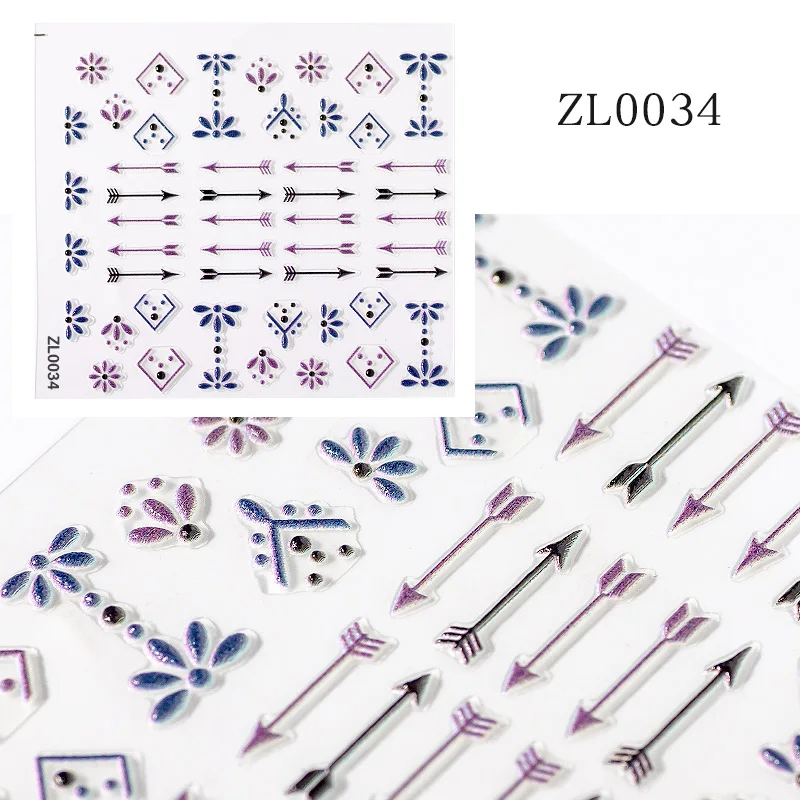 34 5D Sticker 1 лист 5D рельефная наклейка для ногтей цветы Лист наклейки для ногтей s самоклеющиеся DIY маникюр слайдер наклейка ломтик Дизайн ногтей украшения - Цвет: 34 5D Sticker